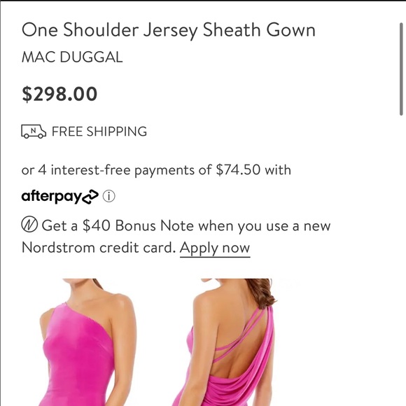 Max Duggal One Shoulder Jersey Sheath Gown Pink - Picture 4 of 5